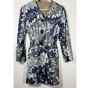 Botanical Print Floral Trench Coat Jacket
